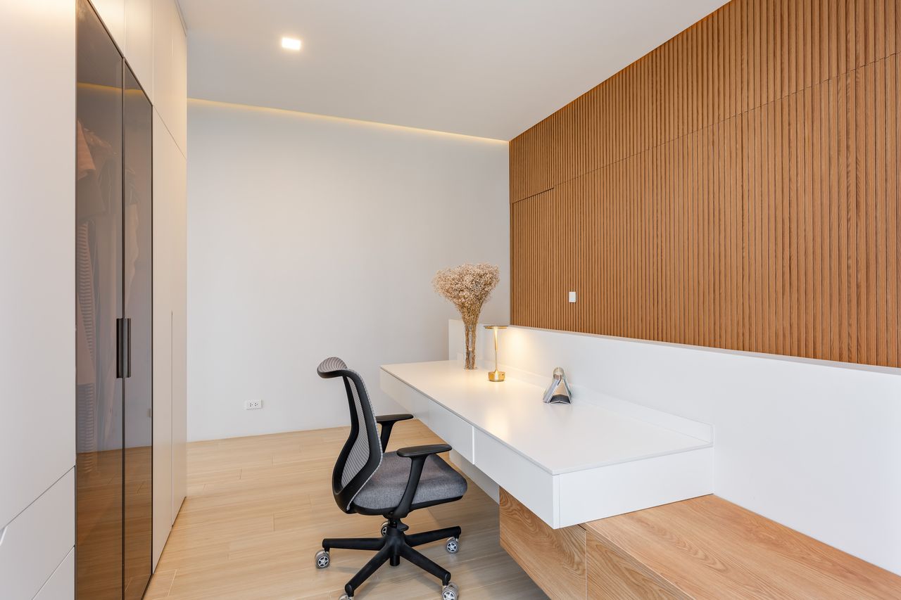 Workspace with a desk and office chair